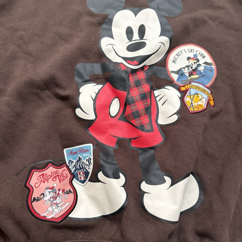 Disney Pullover Mickey Mouse Sweatshirt Women Brown Cotton Blend Casual Size M - Picture 9 of 9